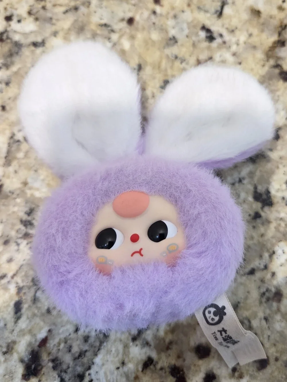 Baby Three Petit Macaron Cute Bunny Head Plush Pendant Lavender Purple Bag Charm
